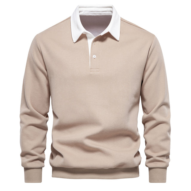 Afslappet Knapkrave Polo Sweater til Herrer | Ideel til vinter