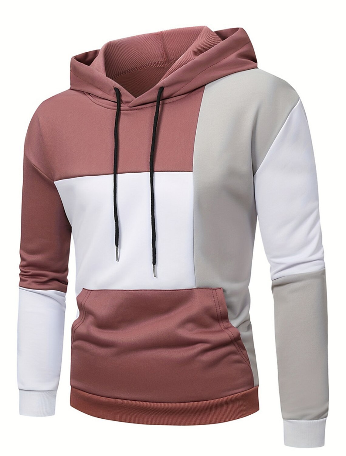 Flint - Moderne Varm Hoodie Trøje med Color Block og Snøre til Herre | Perfekt til alle årstider