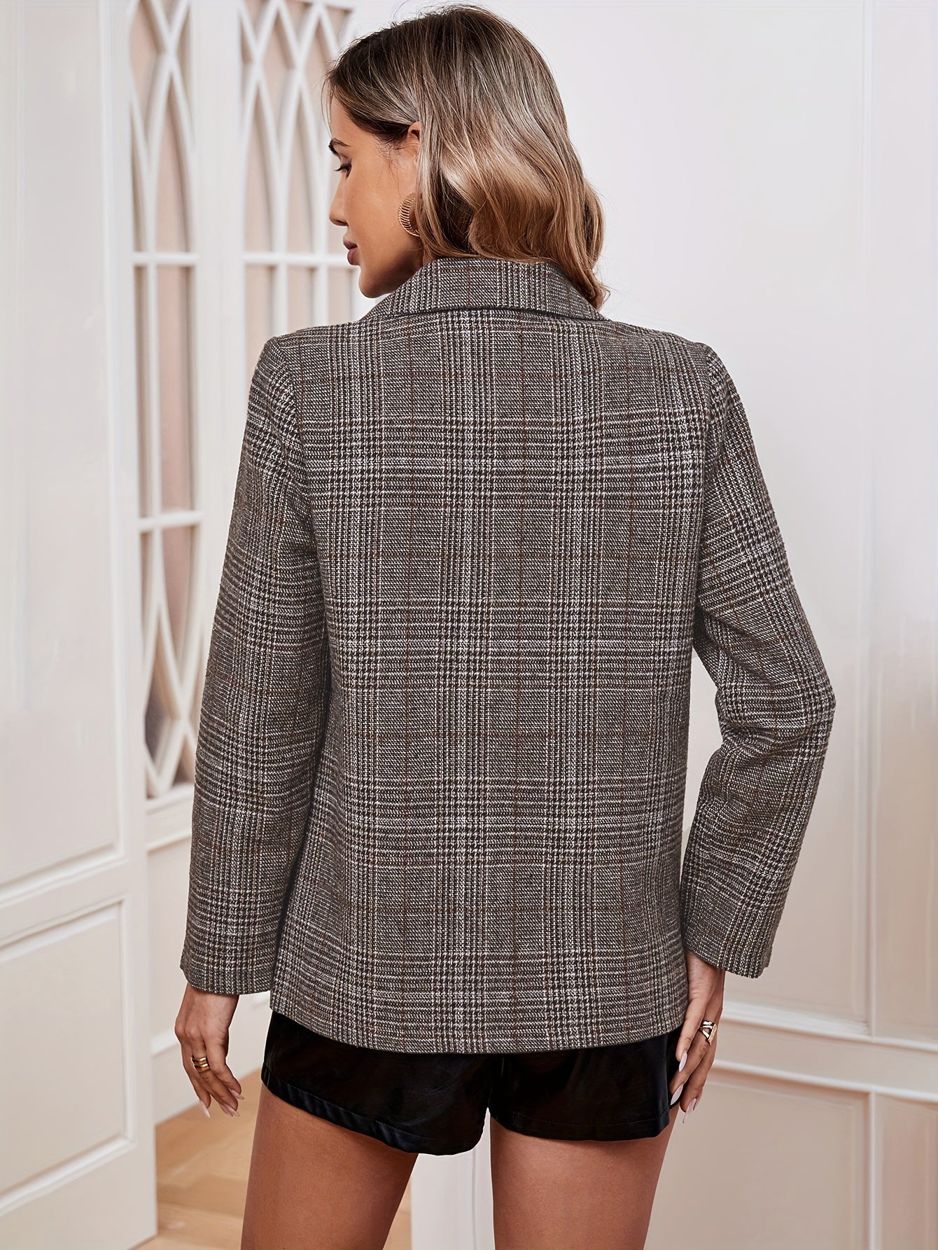 Elegante Brunternet Blazer Med Krave til Damer | Perfekt til afslappede dage