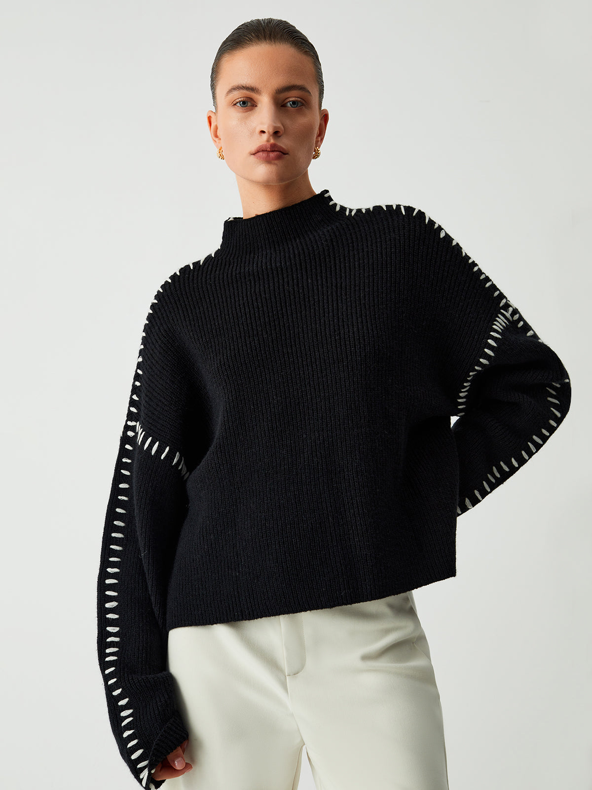 Jocelyn - Stilfuld Oversized Fleece Strikket Sweater til Dame | Perfekt til alle årstider