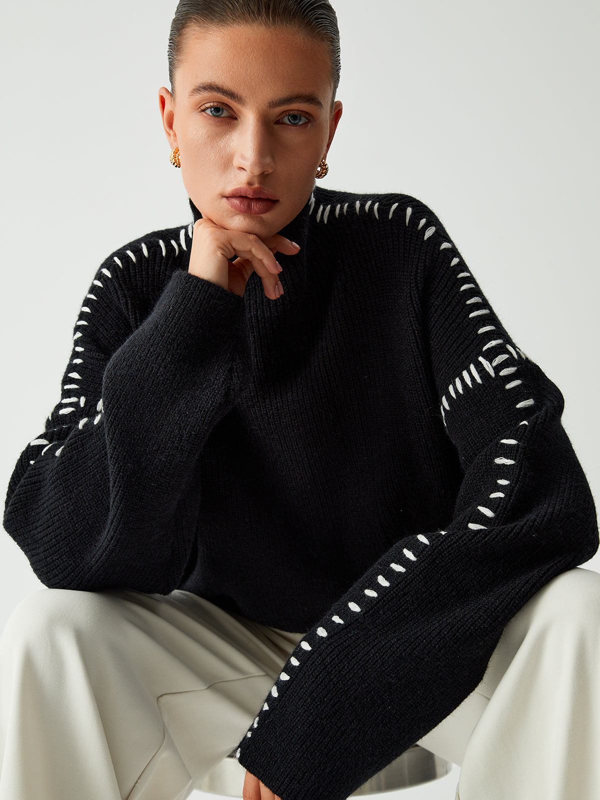 Jocelyn - Stilfuld Oversized Fleece Strikket Sweater til Dame | Perfekt til alle årstider