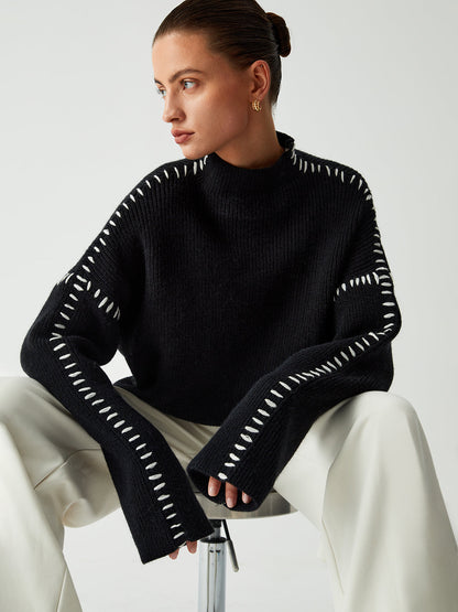 Jocelyn - Stilfuld Oversized Fleece Strikket Sweater til Dame | Perfekt til alle årstider