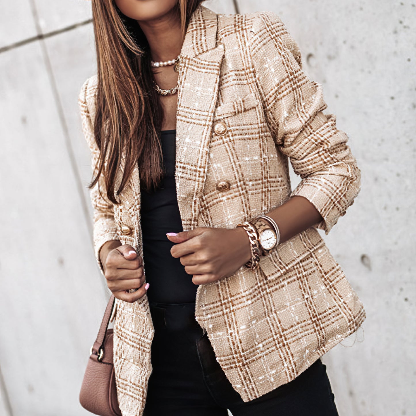 Gianna - Elegante Tweed Blazer med Knapper til Damer | Perfekt til afslappede dage