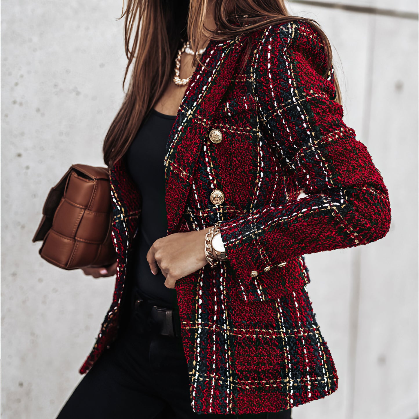 Gianna - Elegante Tweed Blazer med Knapper til Damer | Perfekt til afslappede dage