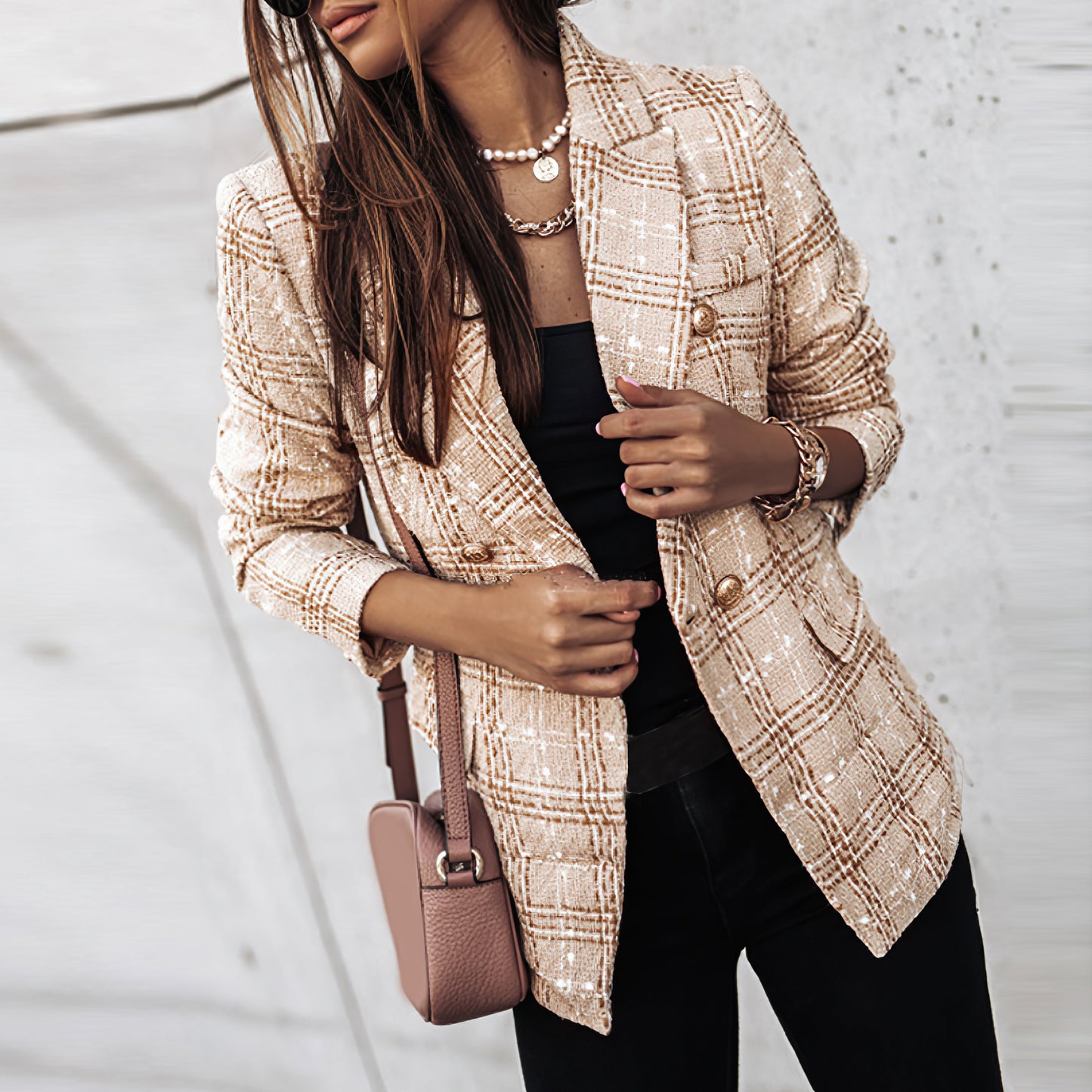 Gianna - Elegante Tweed Blazer med Knapper til Damer | Perfekt til afslappede dage