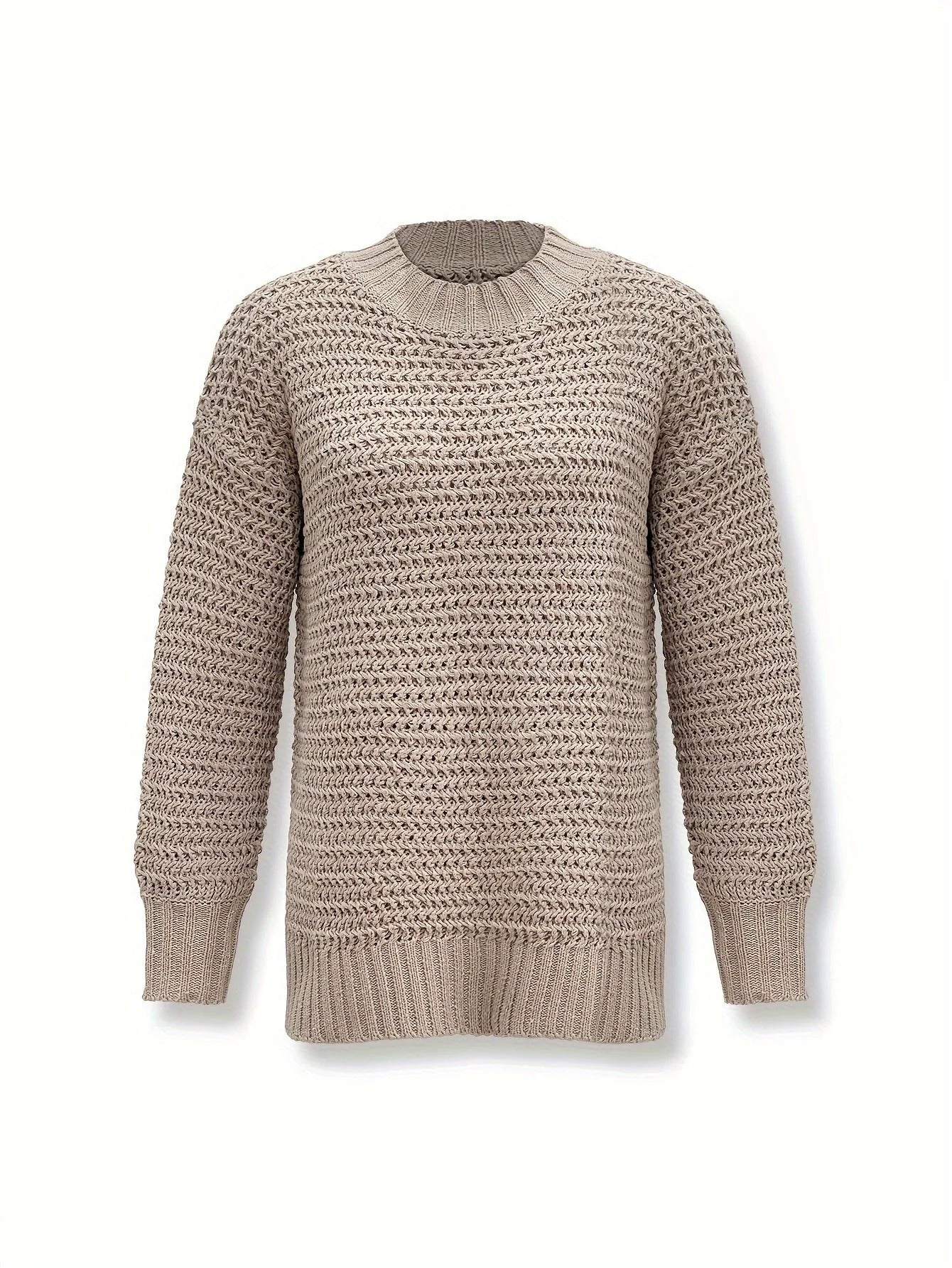 Kvinders moderne strikket sweater med løstsiddende design og stilfuld halsudskæring | Ideel til vinter