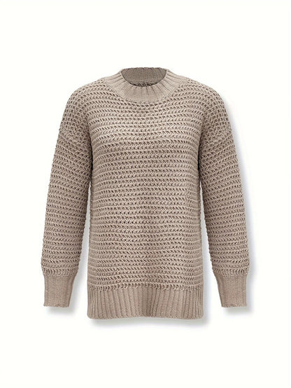 Kvinders moderne strikket sweater med løstsiddende design og stilfuld halsudskæring | Ideel til vinter